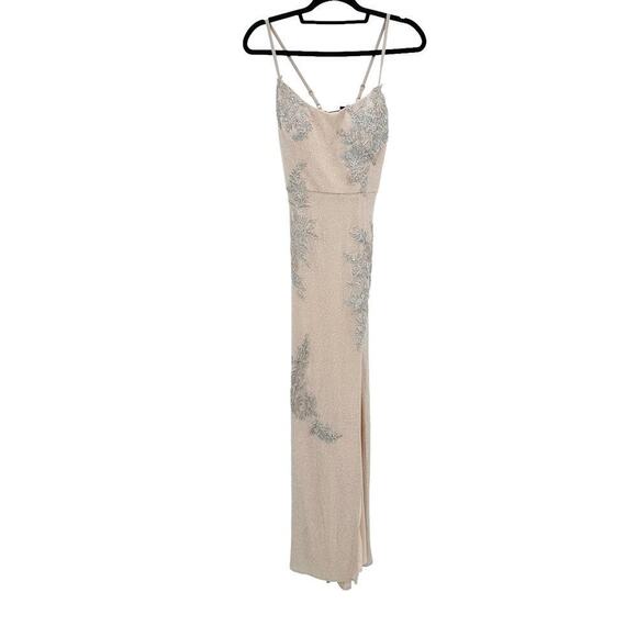 XSCAPE Embellished & Embroidered Romantic Gown Sleeveless Nude Size 12 NWT - Picture 5 of 13